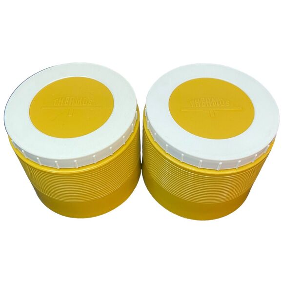 VTG SET OF 2 - THERMOS King Seeley Insulated Yellow Food Travel Container 1155/3 - Picture 2 of 16